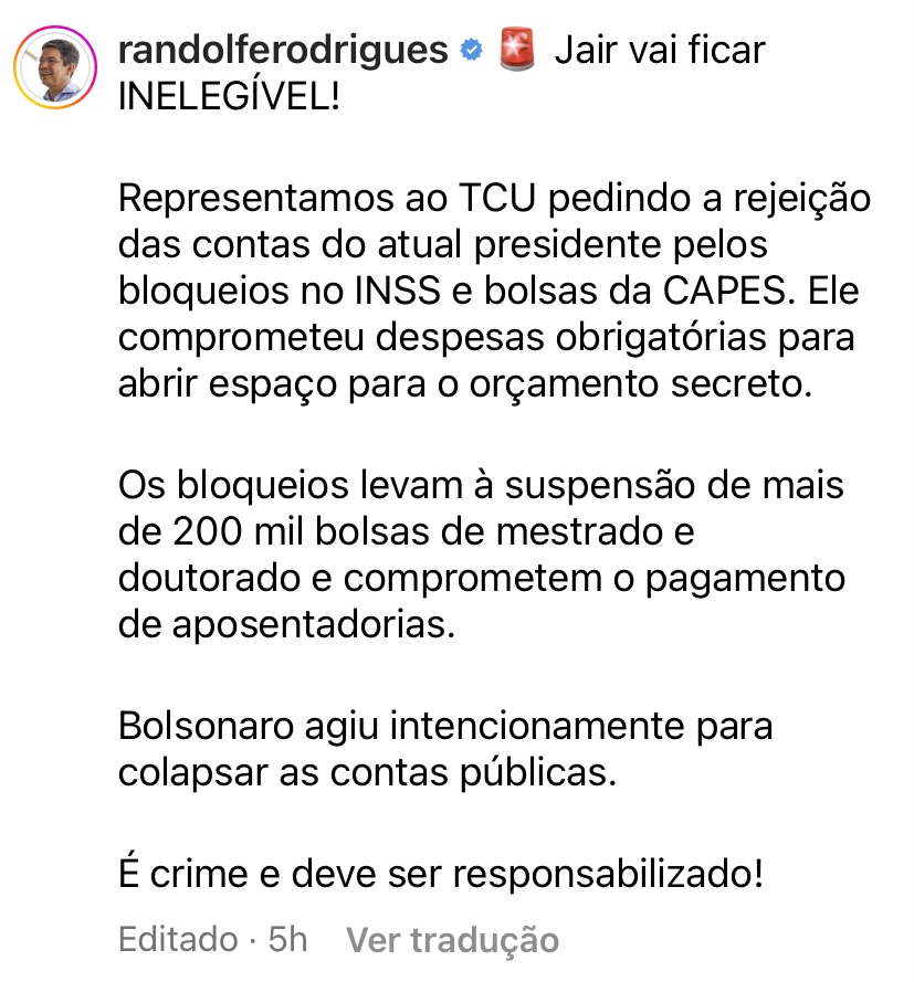 Bolsonaro Vai Ficar Inelegível Diz Randolfe Silvio Sousa